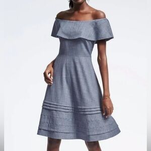 Banana Republic Chambray Off Shoulder Dress